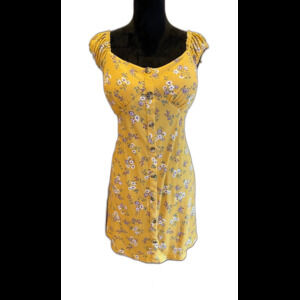 No Boundaries Boho Hippie Dress Gold Size XL 15-17 Off/On Shoulder NWT Smocked